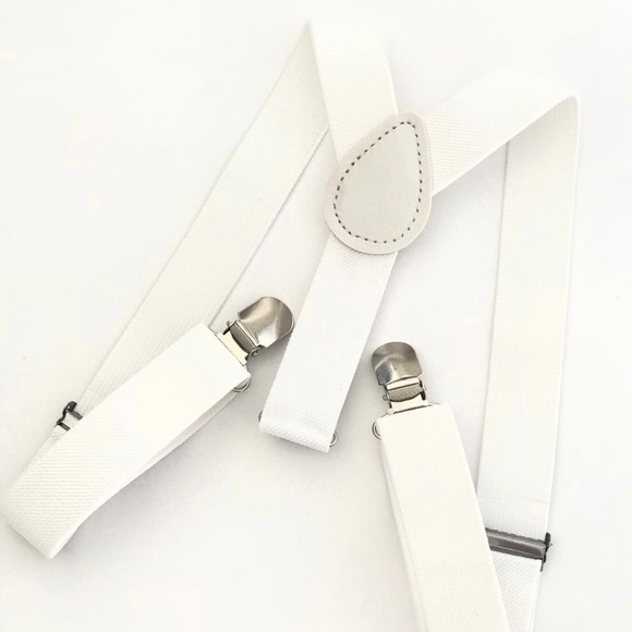 White y-back elastic suspenders - Picture 2 of 2